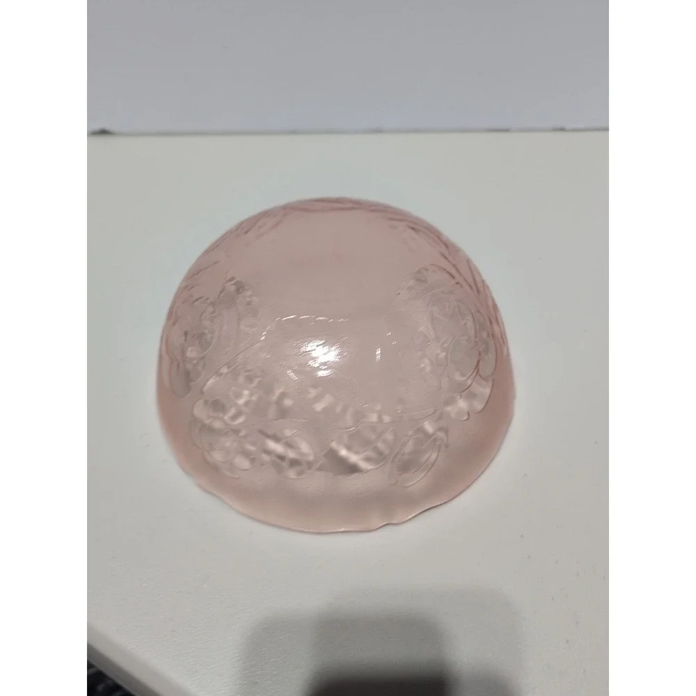 Vintage Pink Arcoroc Rosaline Rose Frosted Bowl Floral Design Luminarc France